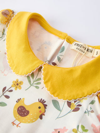 Spring Chick Scallop Short - Sleeve Girl Dress - Sunny Meadow Boutique