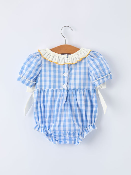 Spring Daisy Bow Smocked Baby Girl Romper - Sunny Meadow Boutique