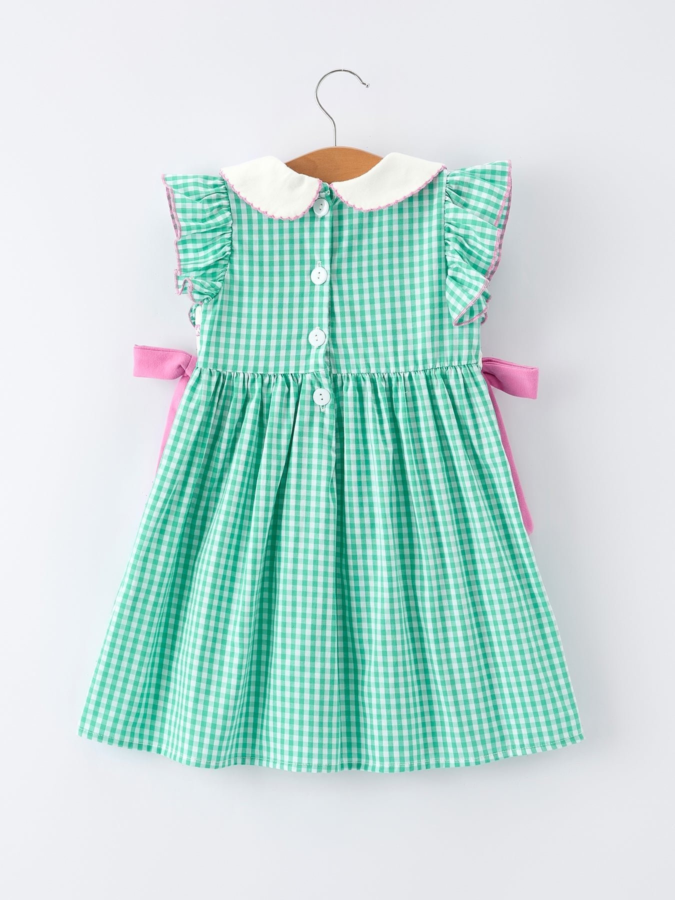 Spring Gingham Bow Ruffle Smocked Pickle Ball Girl Dress - Sunny Meadow Boutique
