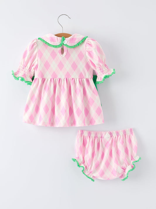 Spring Golf Embroidered Baby Girls Smocked Bow Bloomer Set - Sunny Meadow Boutique