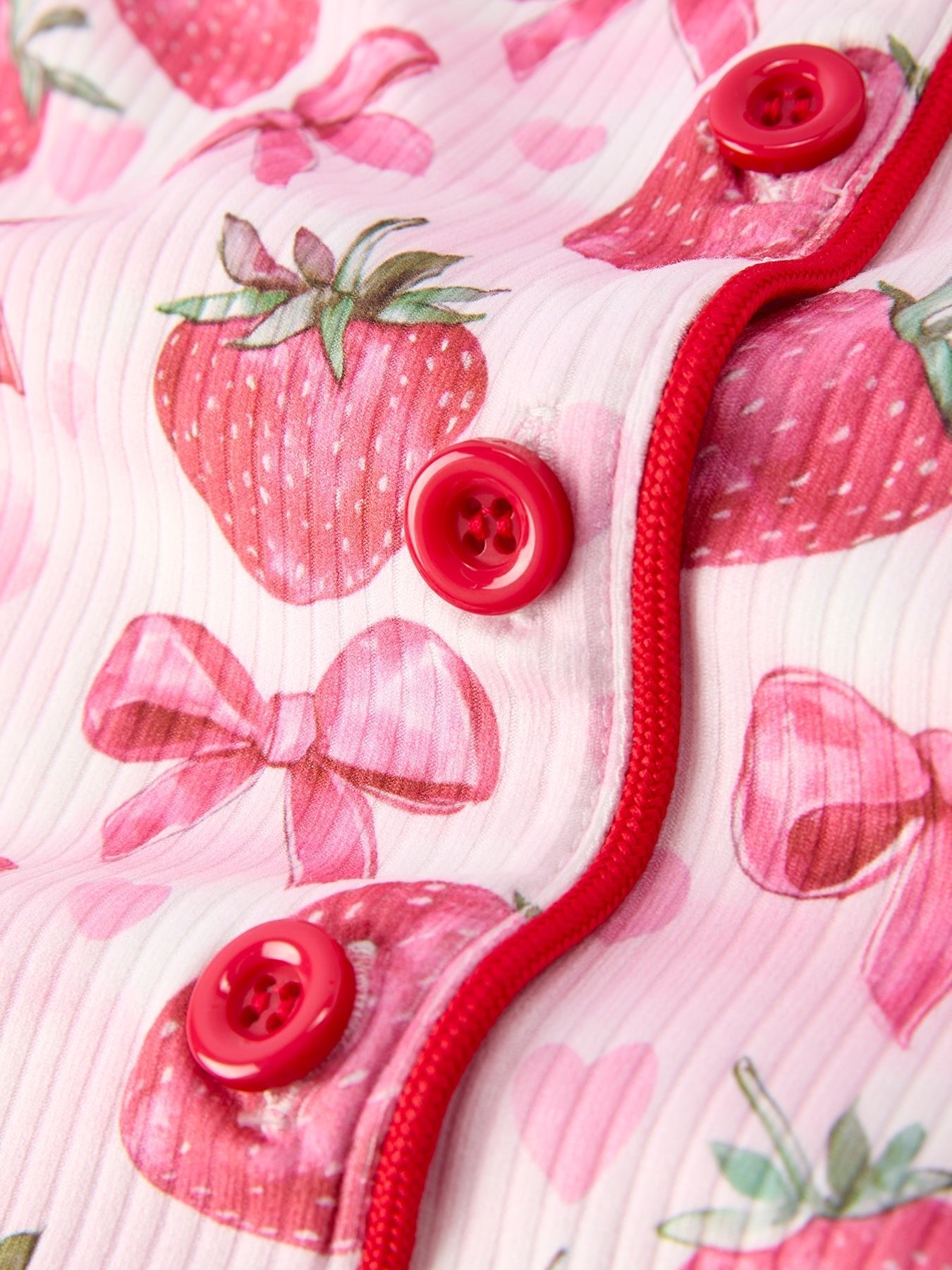 Spring Strawberry Bow Short Sleeve Shorts Pajama Set - Sunny Meadow Boutique