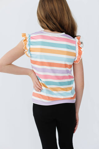 Spring Stripes S/S Ruffle Tee - Sunny Meadow Boutique