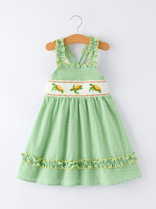 Spring Turtle Smocked Baby Girls Dress - Sunny Meadow Boutique