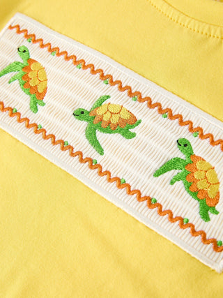 Spring Turtle Smocked Boy Set - Sunny Meadow Boutique