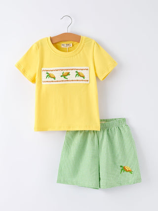 Spring Turtle Smocked Boy Set - Sunny Meadow Boutique