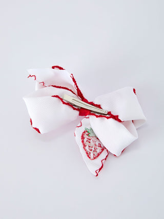 Strawberry Embroidered Girls Hairpin 4 Inches - Sunny Meadow Boutique