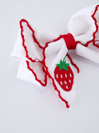 Strawberry Embroidered Girls Hairpin 4 Inches - Sunny Meadow Boutique