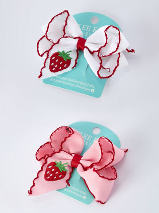 Strawberry Embroidered Girls Hairpin 4 Inches - Sunny Meadow Boutique