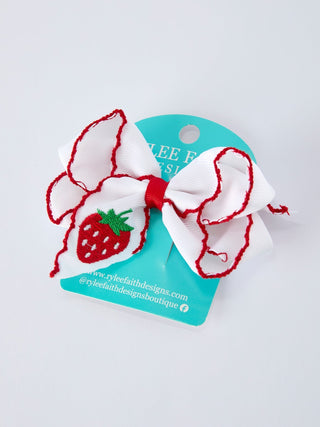 Strawberry Embroidered Girls Hairpin 4 Inches - Sunny Meadow Boutique