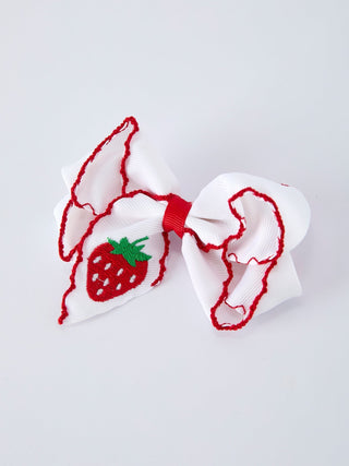 Strawberry Embroidered Girls Hairpin 4 Inches - Sunny Meadow Boutique