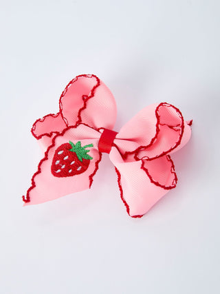 Strawberry Embroidered Girls Hairpin 4 Inches - Sunny Meadow Boutique
