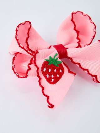 Strawberry Embroidered Girls Hairpin 4 Inches - Sunny Meadow Boutique