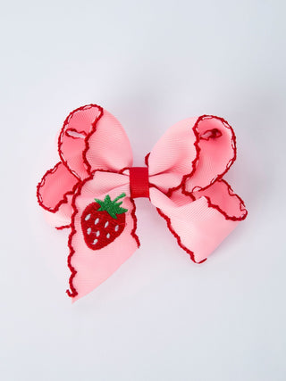 Strawberry Embroidered Girls Hairpin 4 Inches - Sunny Meadow Boutique