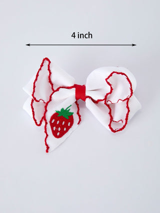 Strawberry Embroidered Girls Hairpin 4 Inches - Sunny Meadow Boutique