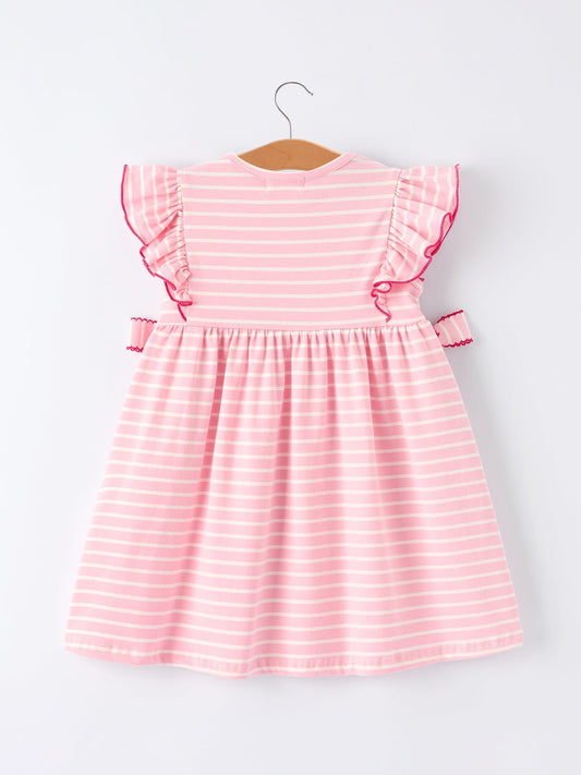 Strawberry Embroidery Pink Stripe Girl Smocked Dress - Sunny Meadow Boutique