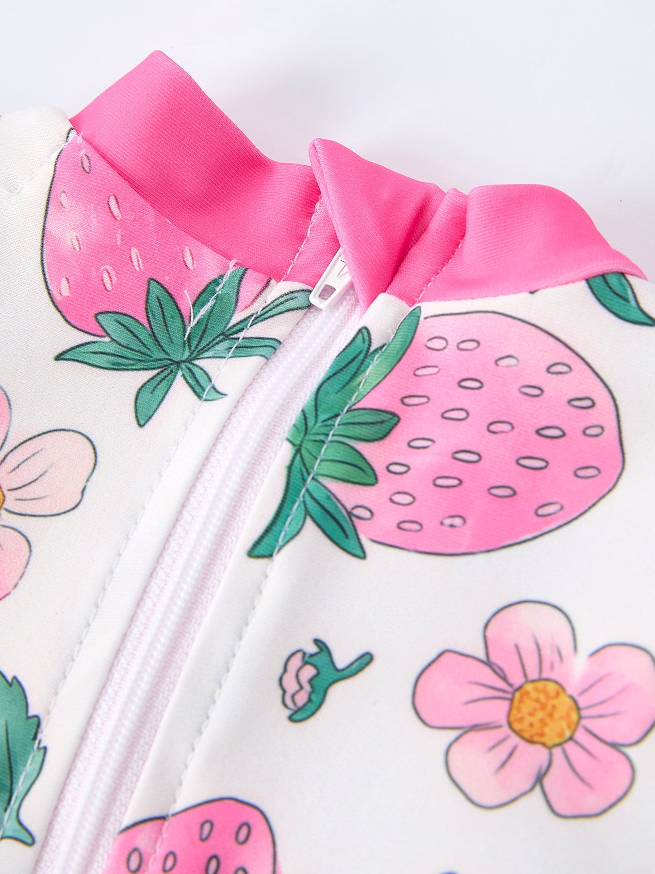 Strawberry Floral Print Long Sleeve Girls One Piece Swimsuit - Sunny Meadow Boutique