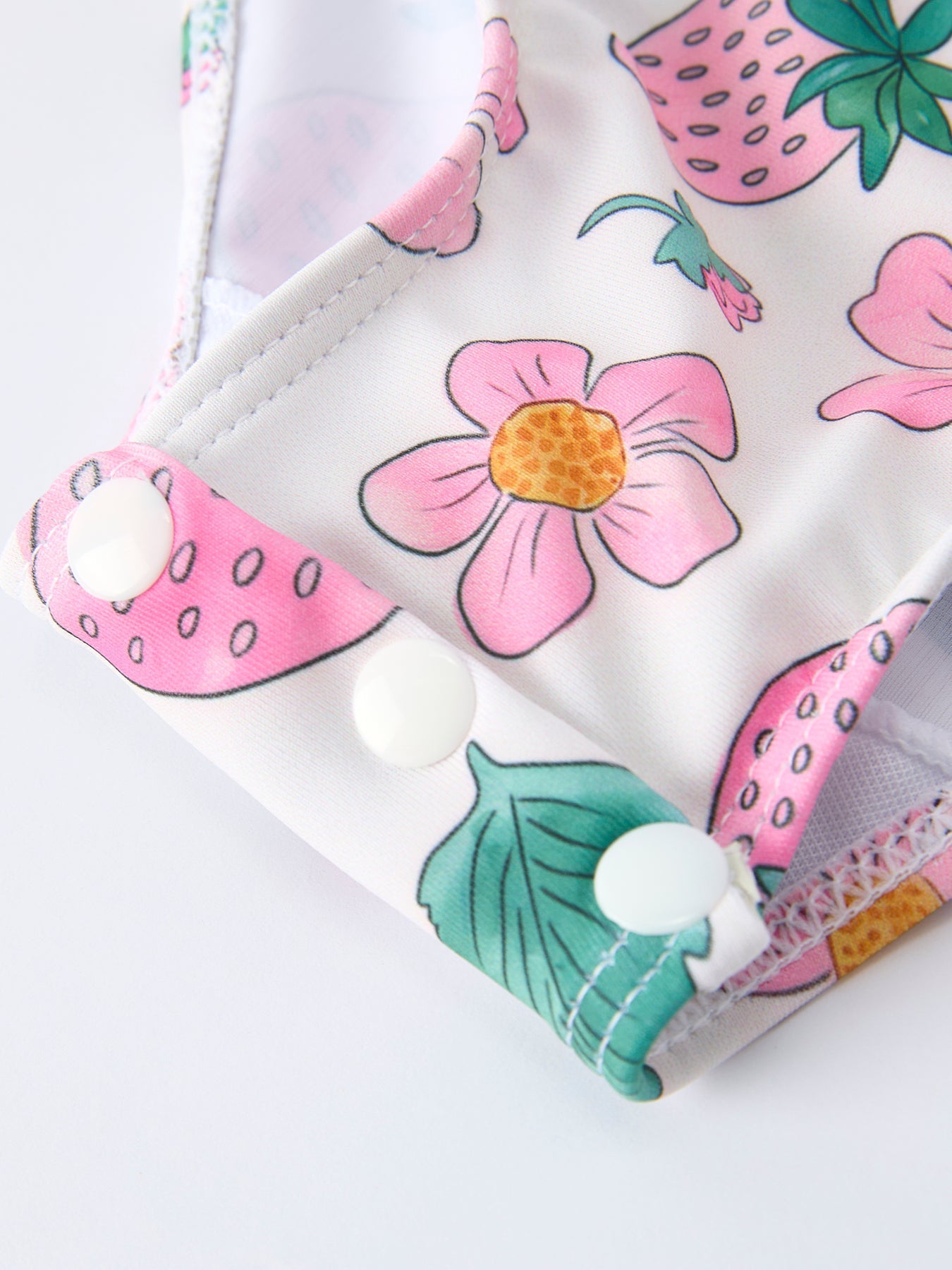 Strawberry Floral Print Long Sleeve Girls One Piece Swimsuit - Sunny Meadow Boutique