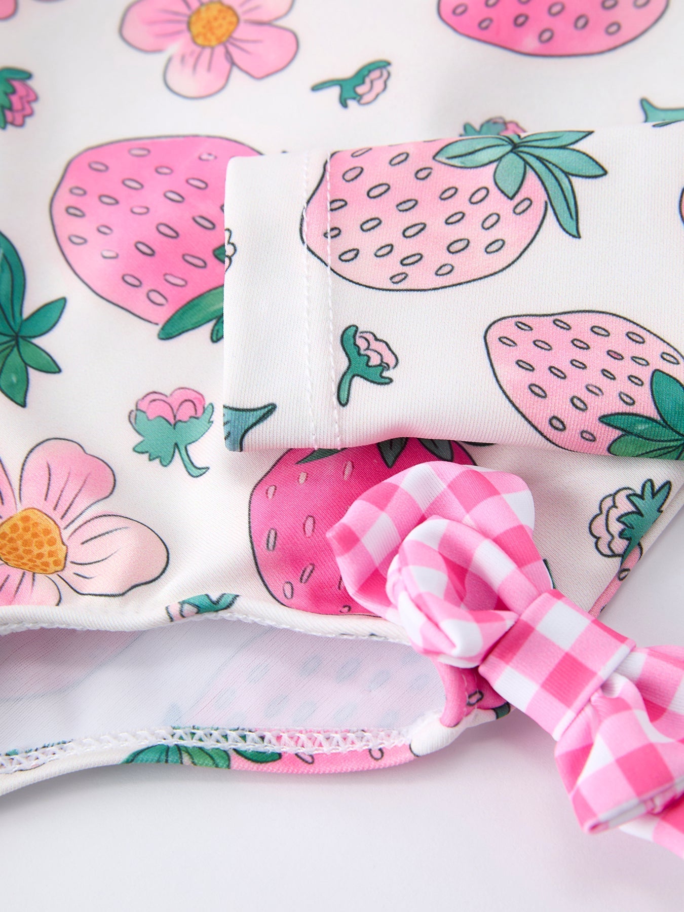 Strawberry Floral Print Long Sleeve Girls One Piece Swimsuit - Sunny Meadow Boutique