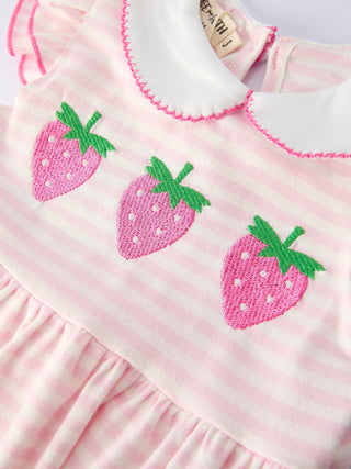 Strawberry Girl Dress Ruffle Peter Pan Collar - Sunny Meadow Boutique