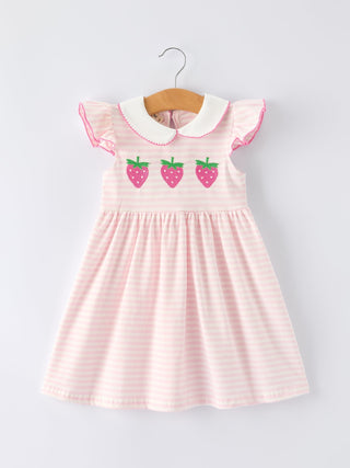 Strawberry Girl Dress Ruffle Peter Pan Collar - Sunny Meadow Boutique