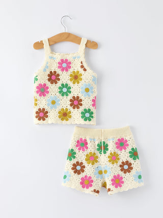 Summer Crochet Floral Girl Set - Sunny Meadow Boutique