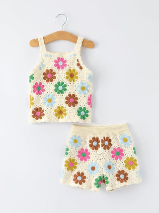 Summer Crochet Floral Girl Set - Sunny Meadow Boutique