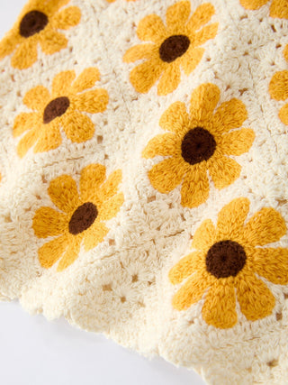 Summer Crochet Sunflower Girl Dress with Headscarf - Sunny Meadow Boutique
