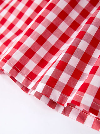 Summer Plaid Smocked Ruffle Girl Dress Sibling Outfits - Sunny Meadow Boutique