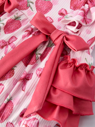 Summer Strawberry Bow Baby Girl Romper - Sunny Meadow Boutique