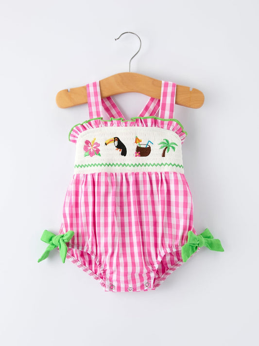 Summer Tropical Embroidery Baby Girls Romper - Sunny Meadow Boutique