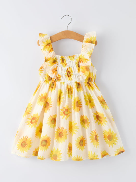 Sunflower Girls Smocked Ruffle Dress - Sunny Meadow Boutique