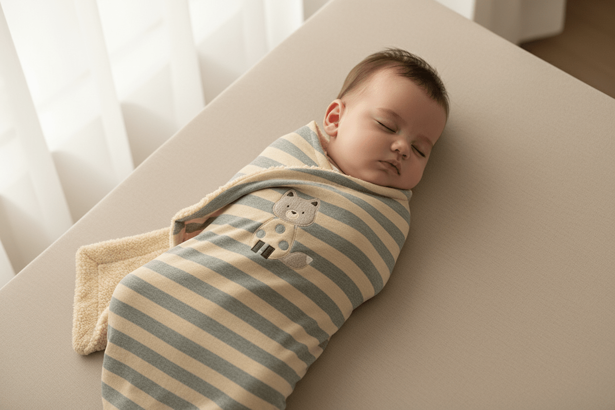 Sunny Meadow Fox & Stripe Sherpa - Lined Baby Blanket in Slate & Oatmeal - Sunny Meadow Boutique