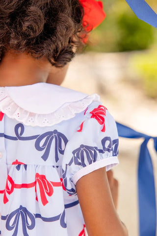 TBBC Girls Patsy’s Party Dress | Patriotic Brentwood Bows & Scalloped Collar - Sunny Meadow Boutique