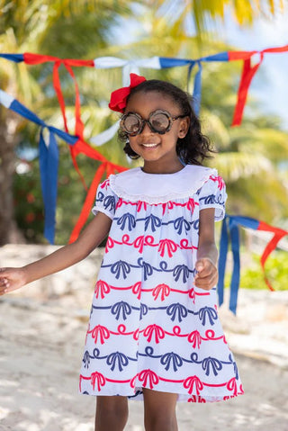 TBBC Girls Patsy’s Party Dress | Patriotic Brentwood Bows & Scalloped Collar - Sunny Meadow Boutique