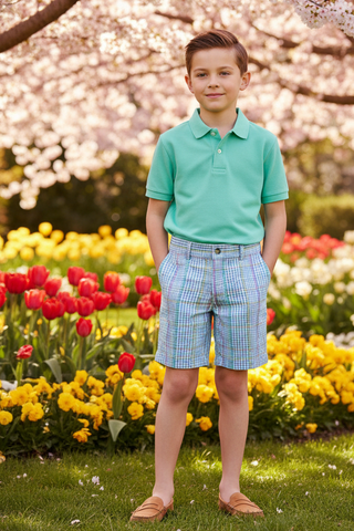 The Bailey Boys Pete Short in River Plaid Seersucker - Sunny Meadow Boutique