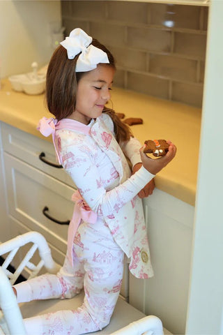 The Beaufort Bonnet Company Abigail Apron Dress - York Town Toile with Palm Beach Pink - Sunny Meadow Boutique