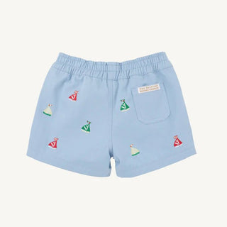 The Beaufort Bonnet Company Critter Sheffield Shorts - Beale Street Blue with Sailboats - Sunny Meadow Boutique