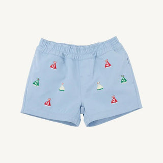 The Beaufort Bonnet Company Critter Sheffield Shorts - Beale Street Blue with Sailboats - Sunny Meadow Boutique