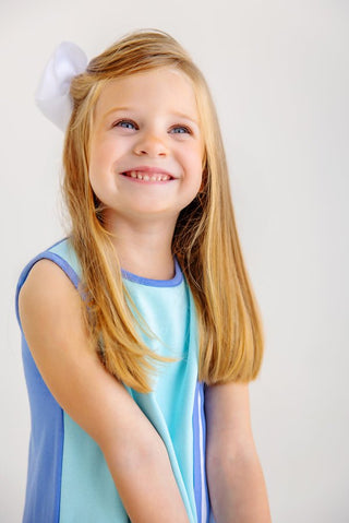The Beaufort Bonnet Company Daisy Dress – Belhaven Blue with Worth Avenue White & Barbados Blue - Sunny Meadow Boutique