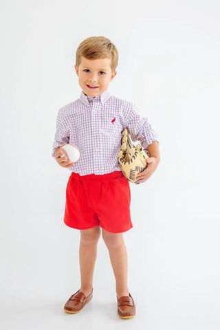 The Beaufort Bonnet Company Dean's List Dress Shirt - Lake Powell Plaid with Richmond Red Stork - Sunny Meadow Boutique