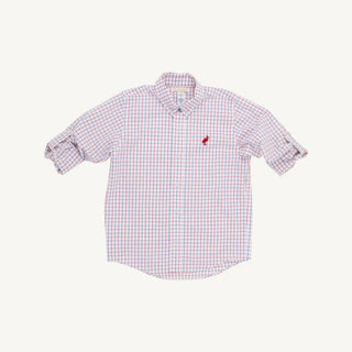The Beaufort Bonnet Company Dean's List Dress Shirt - Lake Powell Plaid with Richmond Red Stork - Sunny Meadow Boutique