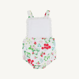 The Beaufort Bonnet Company Girls Sally Sunsuit in Berry Sweet with Worth Avenue White - Sunny Meadow Boutique