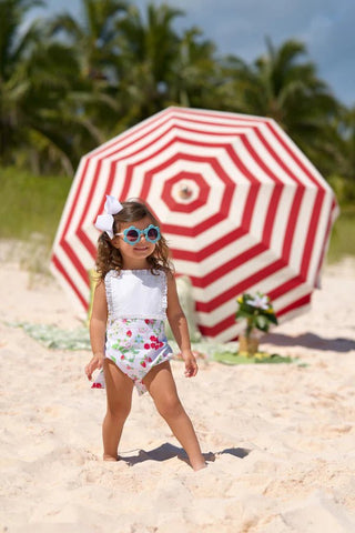 The Beaufort Bonnet Company Girls Sally Sunsuit in Berry Sweet with Worth Avenue White - Sunny Meadow Boutique