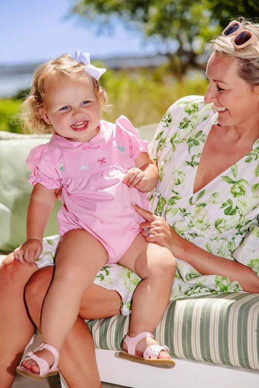 The Beaufort Bonnet Company Holly Bea Bubble - Pier Party Pink with Bunny & Bow Embroidery - Sunny Meadow Boutique