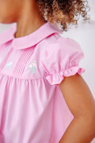 The Beaufort Bonnet Company Holly Day Dress - Pier Party Pink with Flower Embroidery - Sunny Meadow Boutique