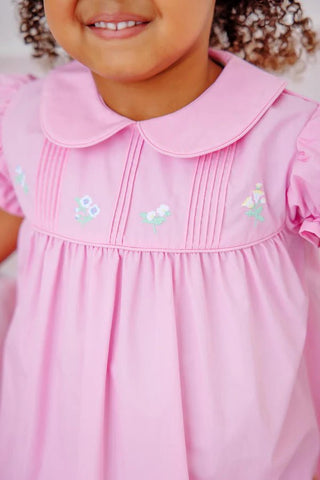 The Beaufort Bonnet Company Holly Day Dress - Pier Party Pink with Flower Embroidery - Sunny Meadow Boutique