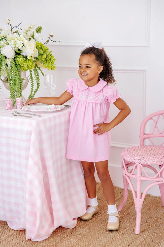 The Beaufort Bonnet Company Holly Day Dress - Pier Party Pink with Flower Embroidery - Sunny Meadow Boutique