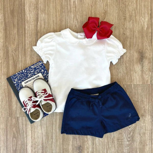 The Beaufort Bonnet Company Maude’s Peter Pan Collar Shirt - Worth Avenue White Short Sleeve Pima - Sunny Meadow Boutique