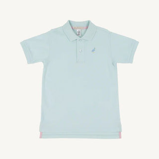 The Beaufort Bonnet Company Prim & Proper Polo - Sea Island Seafoam with Multi - Stork Embroidery - Sunny Meadow Boutique
