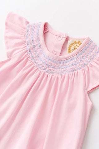 The Beaufort Bonnet Company Sandy Smocked Romper - Palm Beach Pink with Beale Street Blue & Worth Avenue White - Sunny Meadow Boutique